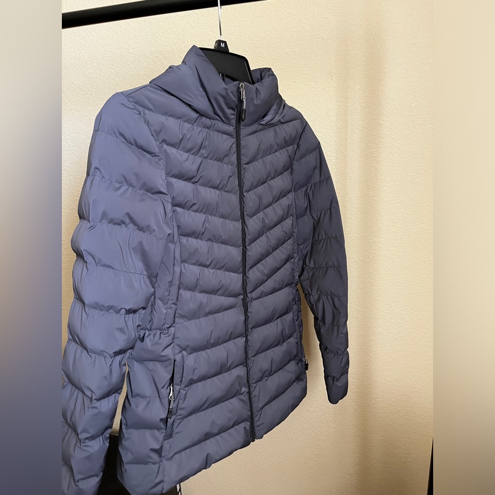 Steel Bluish Gray Down/Puffer Coat with Hood - Size Small